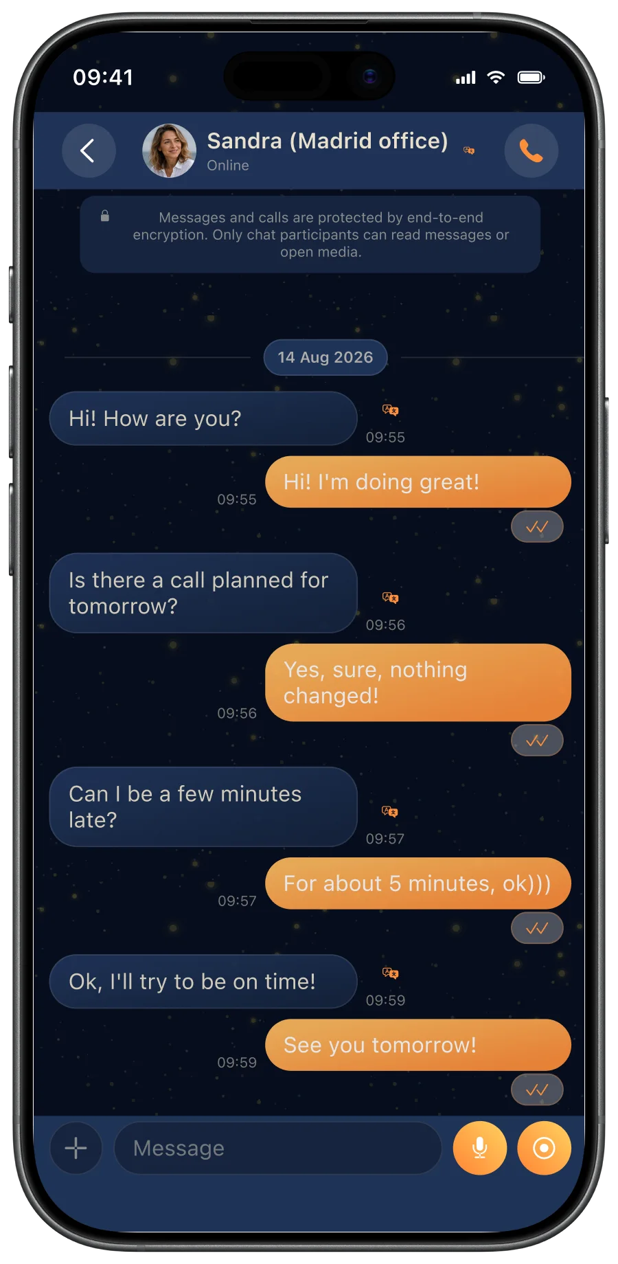 MangoConnect messages with translation
